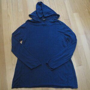 G&C United Knitwear Navy Hoodie Size M 100% Linen Lightweight Dark Blue